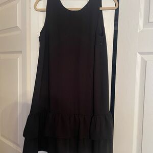 Black Drop Waist Ruffle Hem Dress